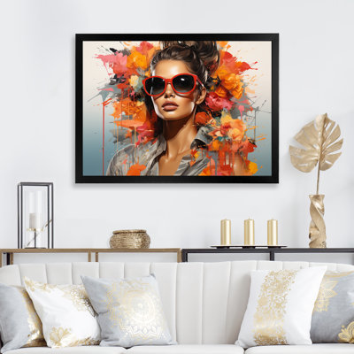 Tropica Sunglasses Mid Century Fashion Portrait II - Fashion Illustration Wall Art