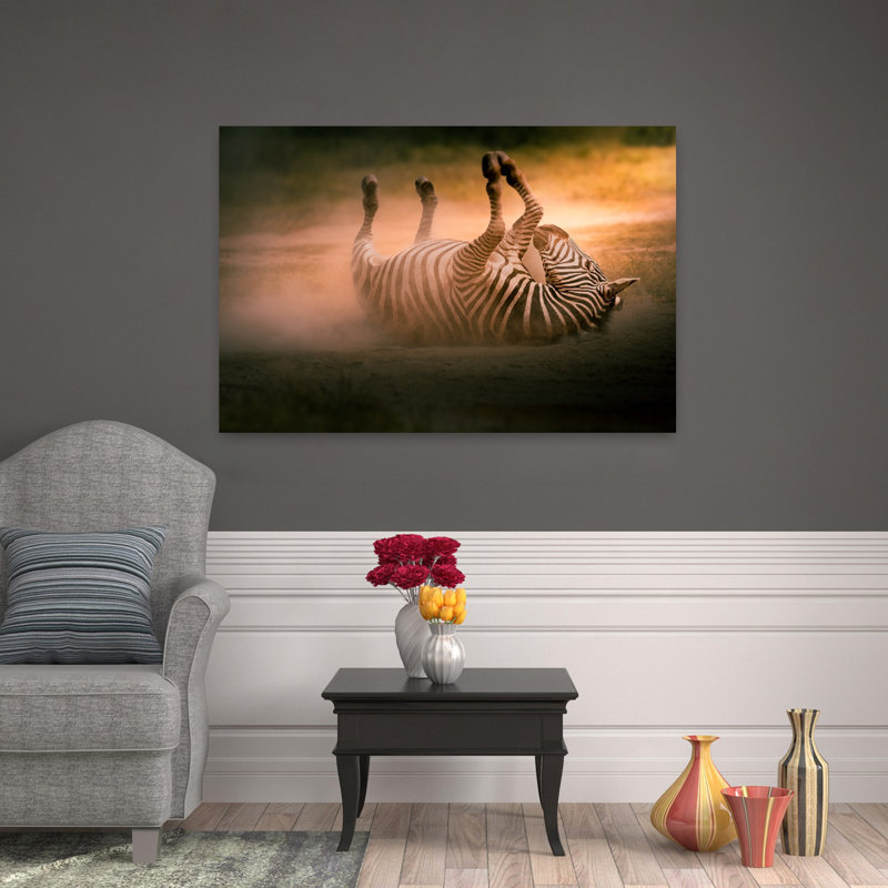 Art mural zébré contemporain, 32" H x 48" W