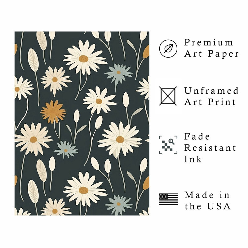 Motif floral de marguerites florales, H 36 po x l 24 po