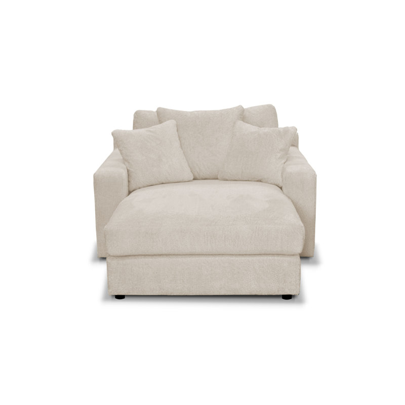 Caegan Upholstered Chaise Lounge, Sand Boucle