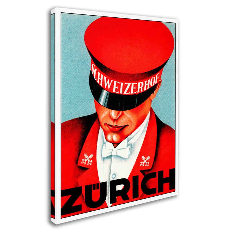 « hotel schweizerhof », affiche rétro sur toile tendue, H 19 po x l 14 po