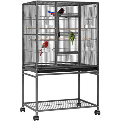 Zora 53.6'' Steel Flat Top Floor Bird Cage with Wheels