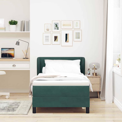 Lit sommier avec matelas Vidaxl gris foncé 31,5 x 78,7 po en velours