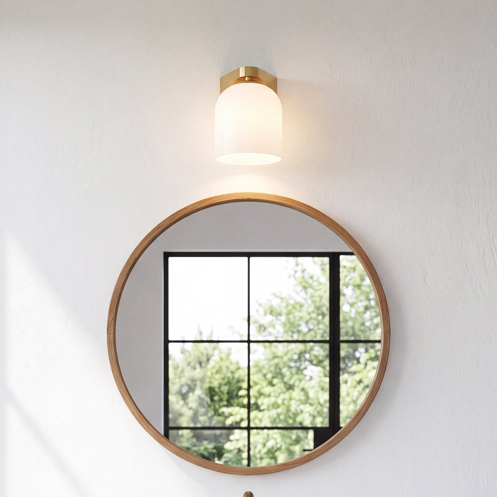 Single Dimmable Bath Sconce, Natural Aged Brass