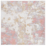 Braidy Abstract Handmade Flatweave Polyester Area Rug in Ivory/Gray/Pink