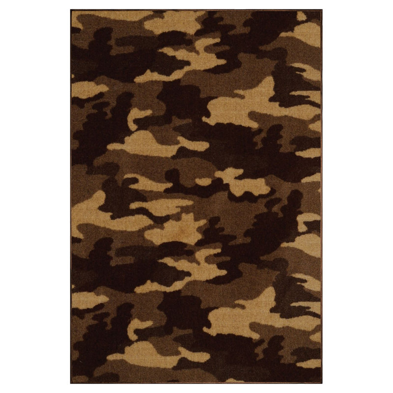 Tapis brun / brun clair à imprimé animal, Rectangle 12 pi x 15 pi