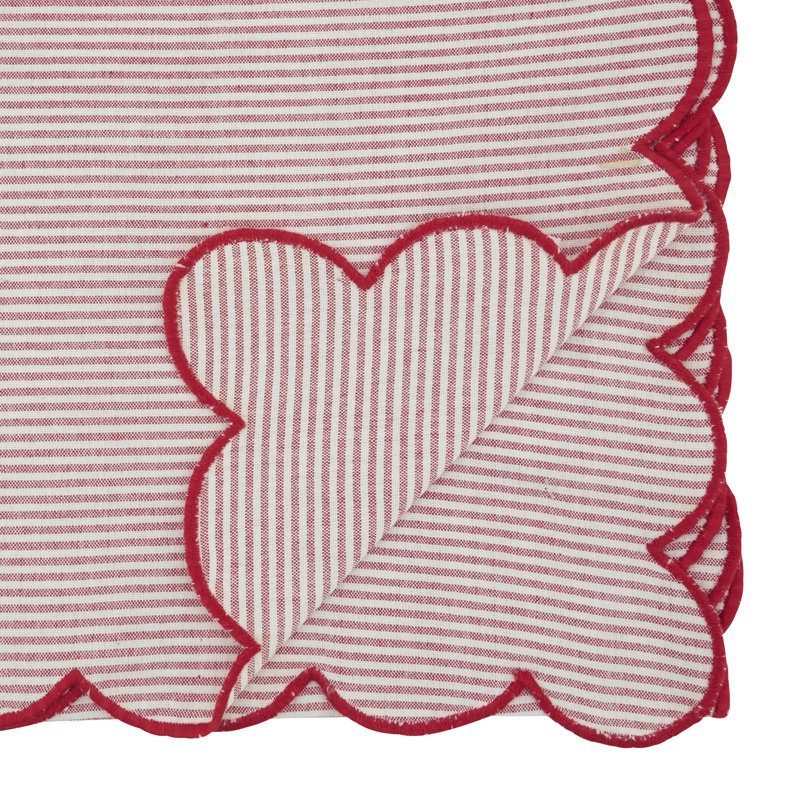 Chemin de table en coton rayé festonné - Chemin de table tissé de tous les jours pour les tables de salle à manger et consoles, 16 po x 72 po