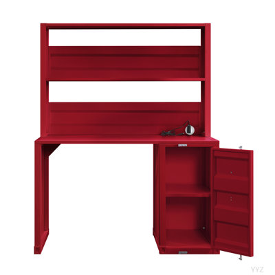 Red Finish Writing Desk W/Hutch