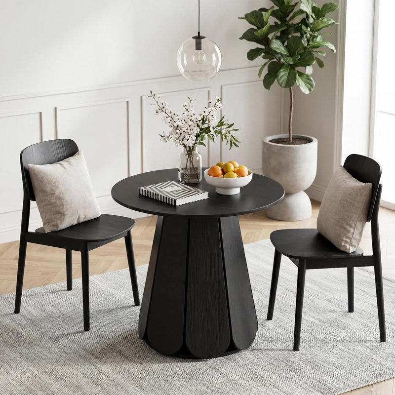 Table de salle à manger ronde 31,5 pouces avec base Petals, Black / Does Not Apply