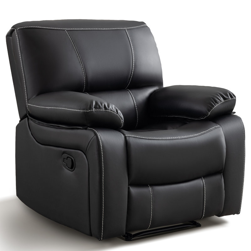 Fauteuil inclinable manuel en cuir respirant, Similicuir minuit