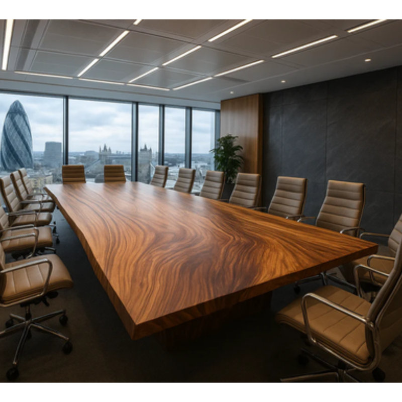 Suar Single Slab Boardroom Conference Table Chunky Tri Legs, 76cm H x 355cm W x 100cm D