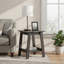 Petite table d'appoint carrée en bois, finition noire