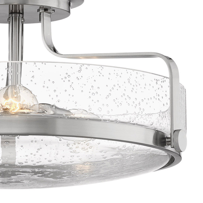 Harper 3-Light Semi-Flush Mount Retro Ceiling Light, Large, Brushed Nickel
