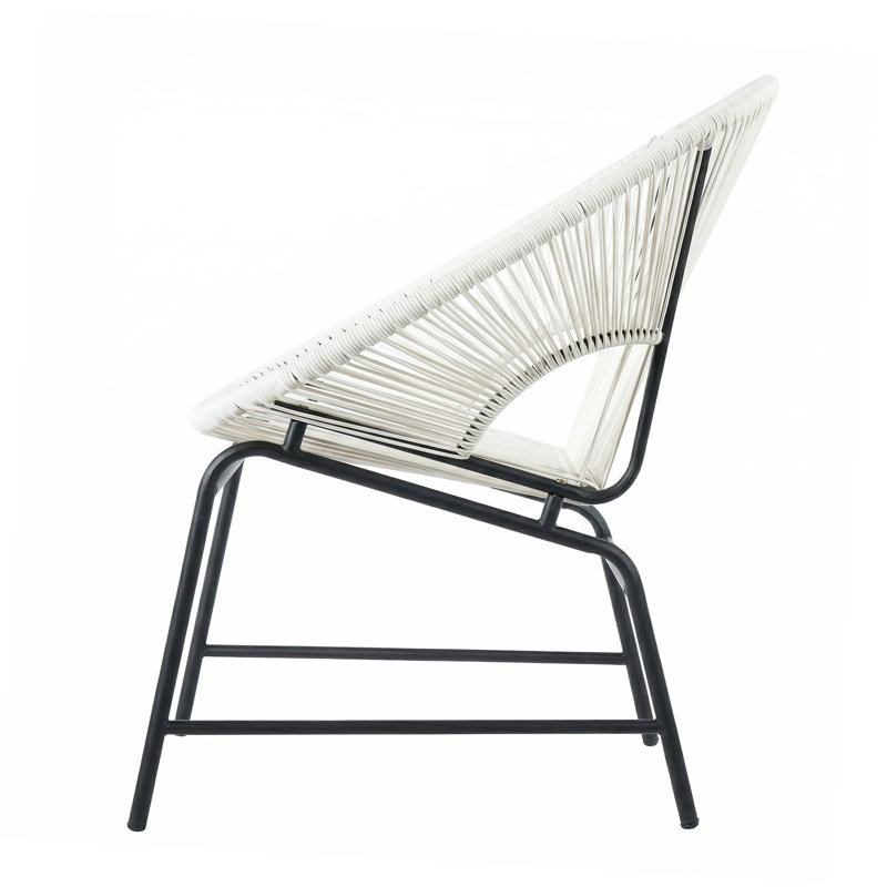 Wicker Outdoor Faux Rattan Acapulco Weave Lounge Chairs, White