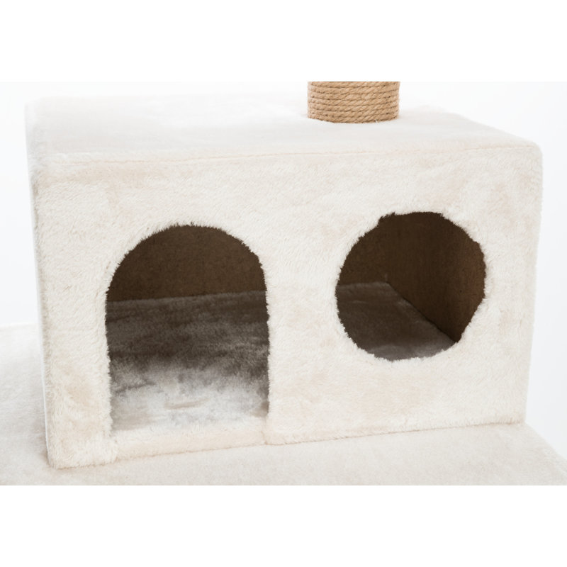 Federico 56" Beige Sisal and Polyester Cat Tower with Hammock