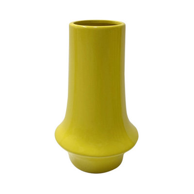 Ziva Modern Decorative Vase with Flared Base, Yellow Ceramic 12 Inch