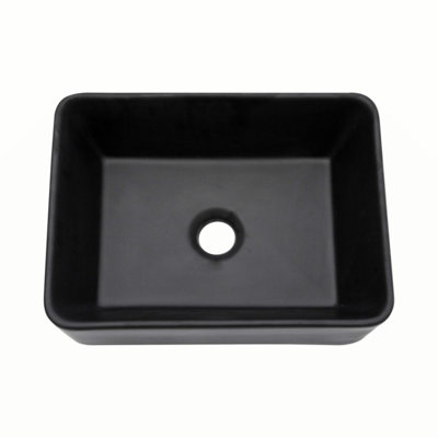 16"X12" Black Ceramic Rectangular Vessel Bathroom Sink