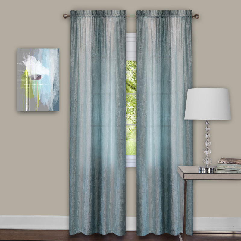 Betts Semi Sheer Curtain, Gray/Yellow, 40" W x 84" L