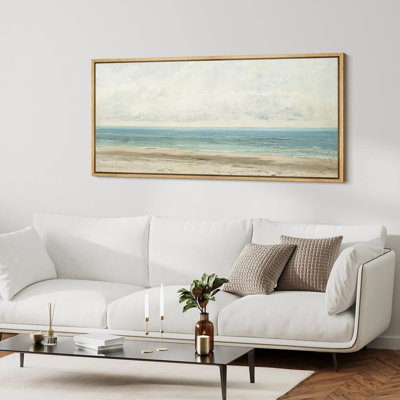 Coastal Beach " Serene Seaside Subtle Beach And Ocean Landscape Rustic Retro Art Decor Extra Large Pictures "