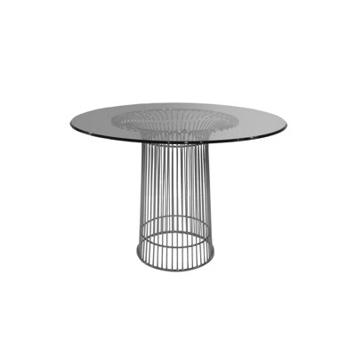Christienne Round Glass Top Metal Base Dining Table