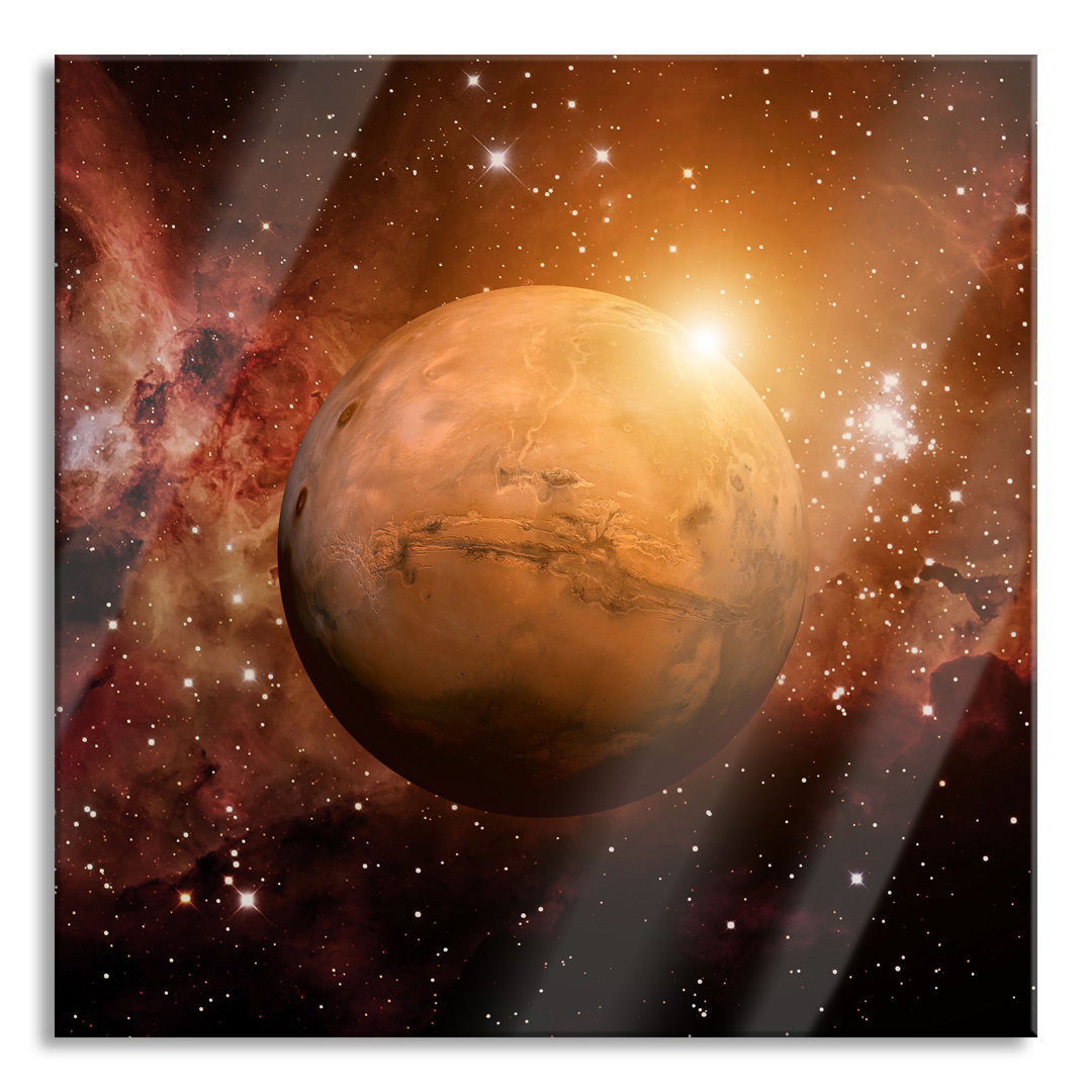 Glasbild Planet Mars im Universum