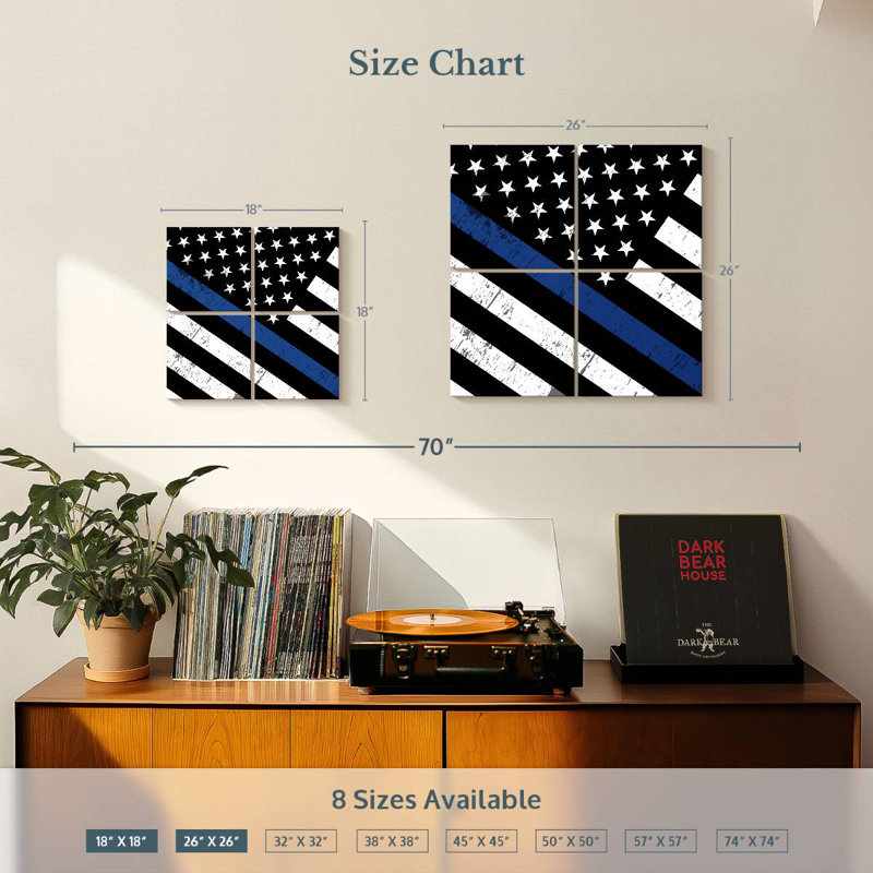 Drapeau de soutien de la police américaine, H 18 po x l 18 po