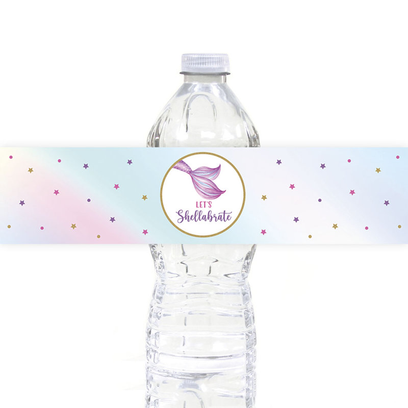Étiquettes de bouteille d'eau imperméable Mermaid 1St Birthday, thème pastel sirène pour anniversaire d'enfants, paquet de 40