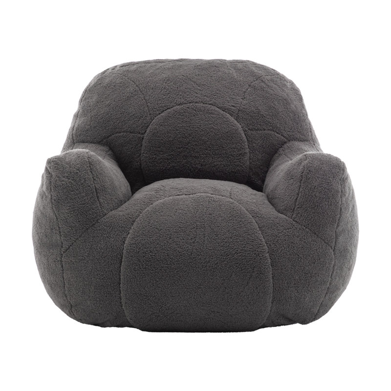 Bean Bag Chair With Filler, Dark Gray Teddy, 30" H x 41.4" W x 38.7" D 