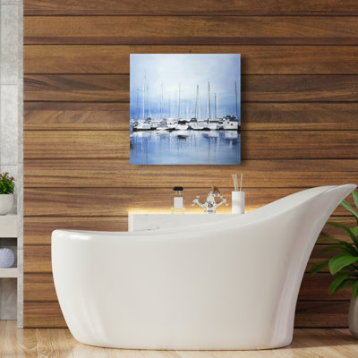 Bateaux à quai, toile bleue - Décoration de chambre à coucher de bateau