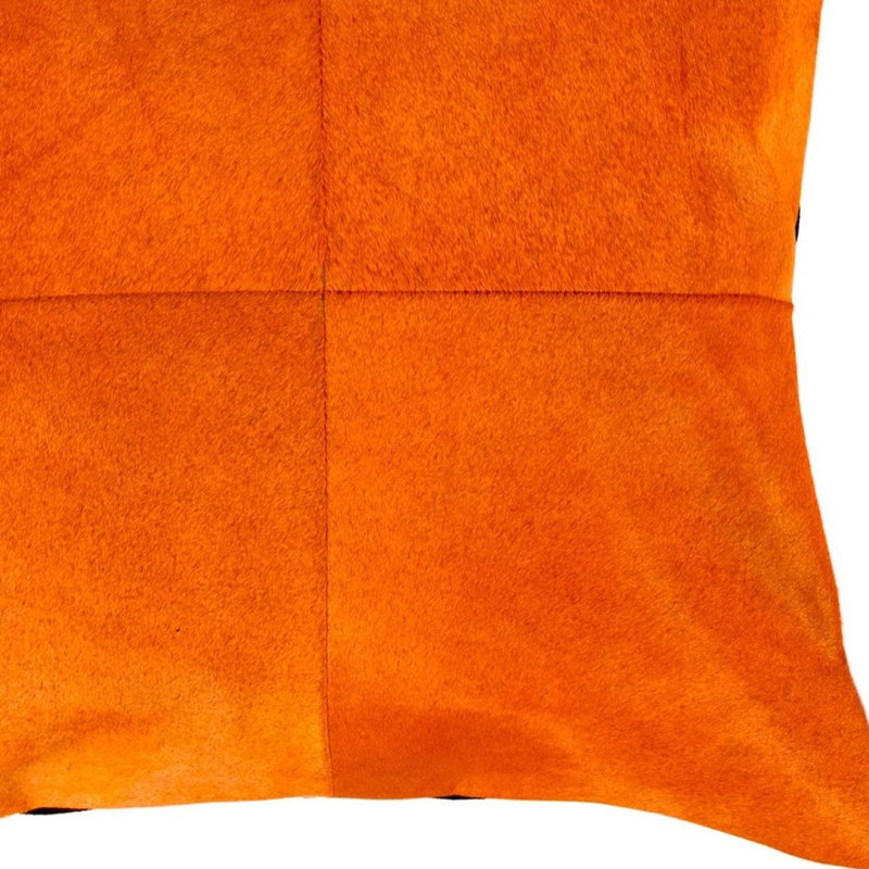 Coussin 18 "en peau de vache orange