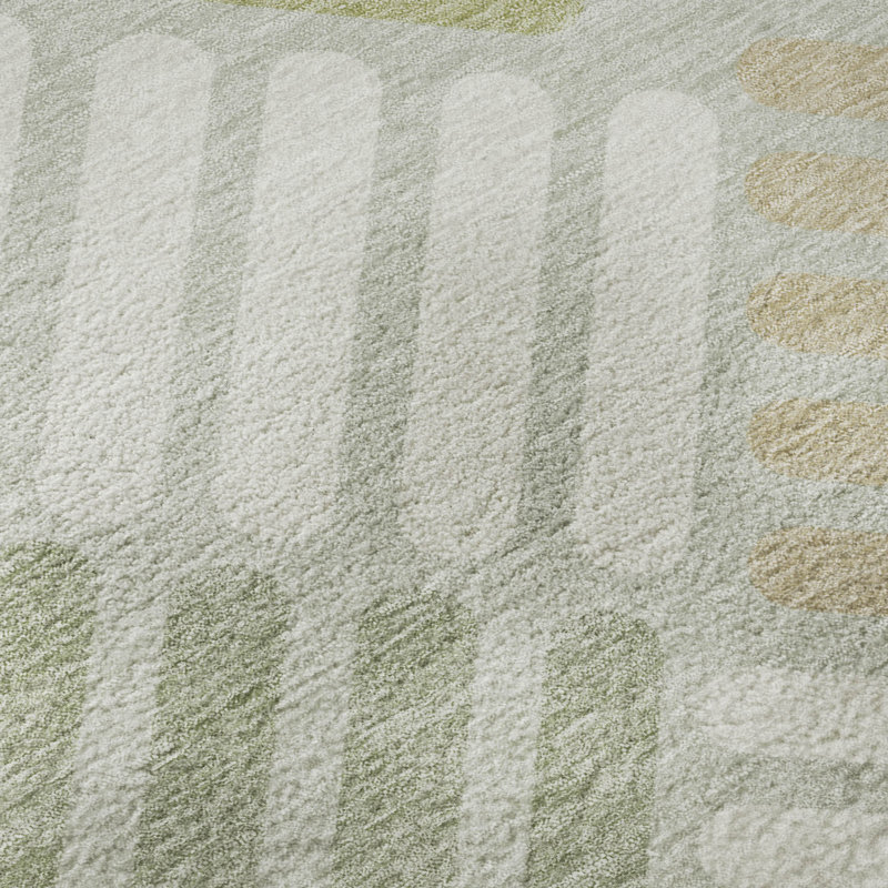 Premium Machine Washable Mayfield AMF2339 Geometric Rug, Aloe, 9' x 12'