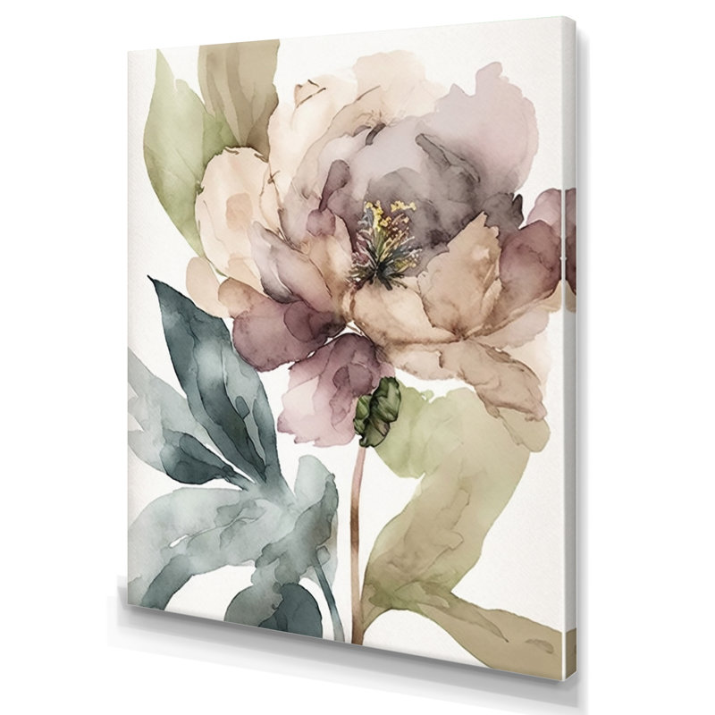 «Blooming Peony in Grey Earth Tones II», reproduction sur toile, H 32 po x l 16 po x P 1 po, Toile tendue