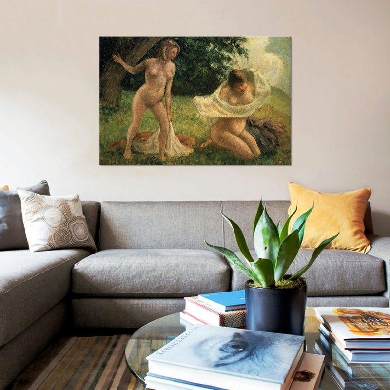 « the salle de bain » par camille pissarro, reproduction sur toile, H 8 po x l 12 po x P 0,75 po
