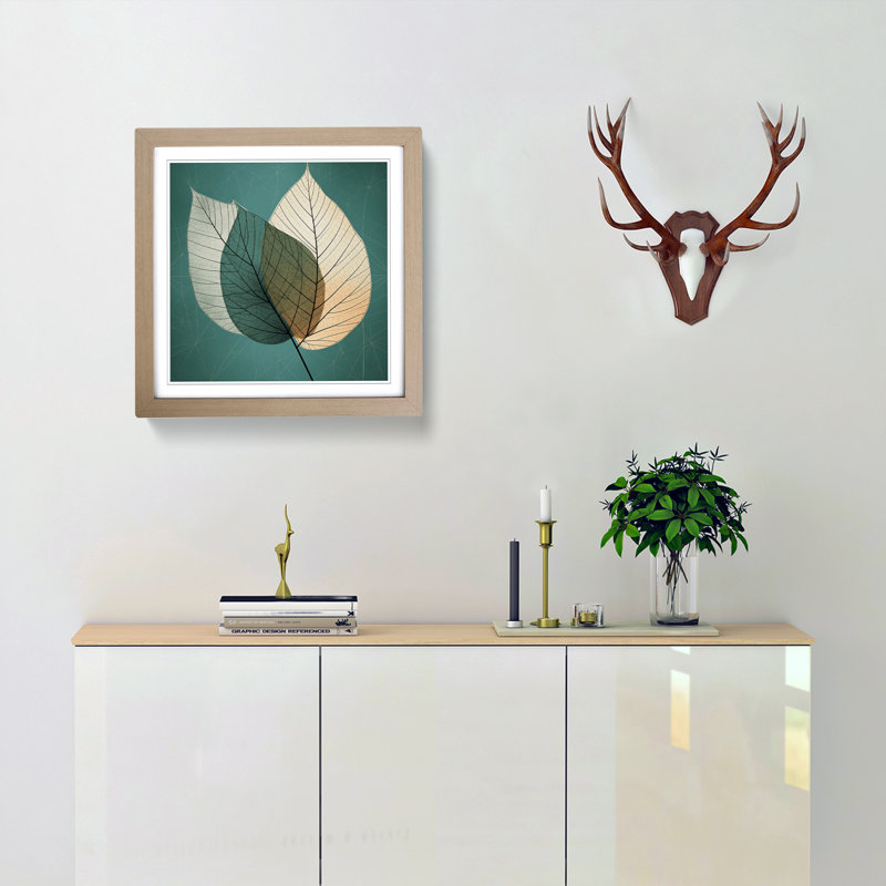 Leaf Geometric - Framed Print, Oak Framed