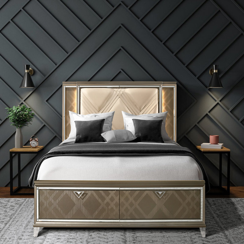 Lit rangement avec lumière DEL Livonia, Grand