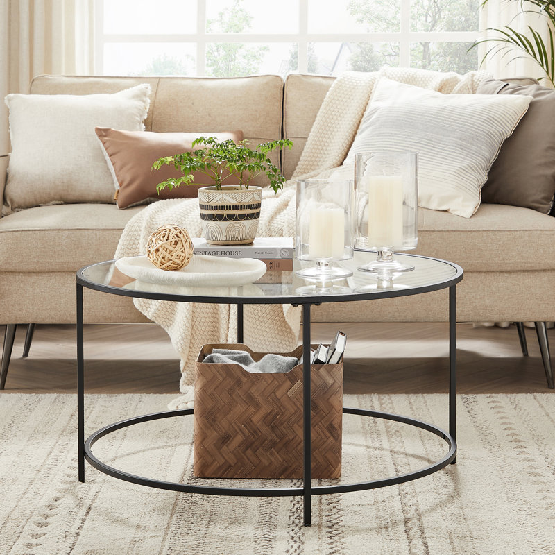 Adiline Frame Coffee Table, Black, Clear