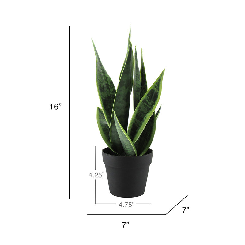 Ayliah 16 "plante artificielle sansevieria en pot noir
