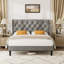 Upholstered Bed Frame with Diamond Button Tufted Headboard-1491723741-1491723714