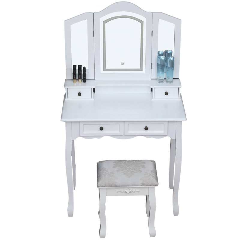 Ensemble coiffeuse avec tabouret et miroir Lazar