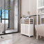 Armoire de rangement blanche en bambou à grande capacité pour salle de bain-217718419