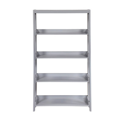 Modern Contemporary Bookcase 4-Shelves Sleek Gray Finish Wooden Furniture 1pc Vertical Storage Display Rack