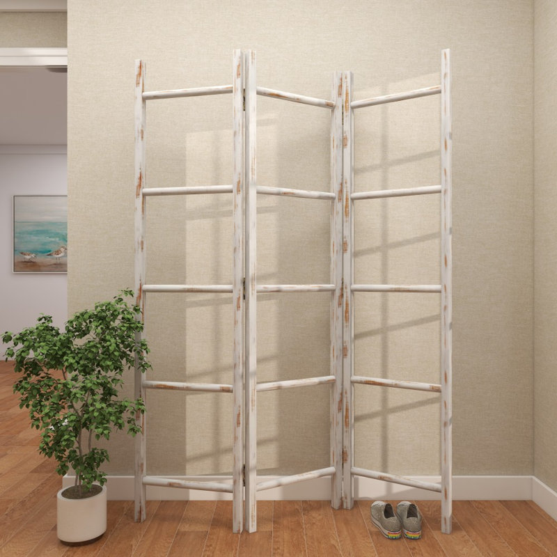 Échelle à 3 tablettes en bois blanc 48 po x 2 po x 71 po