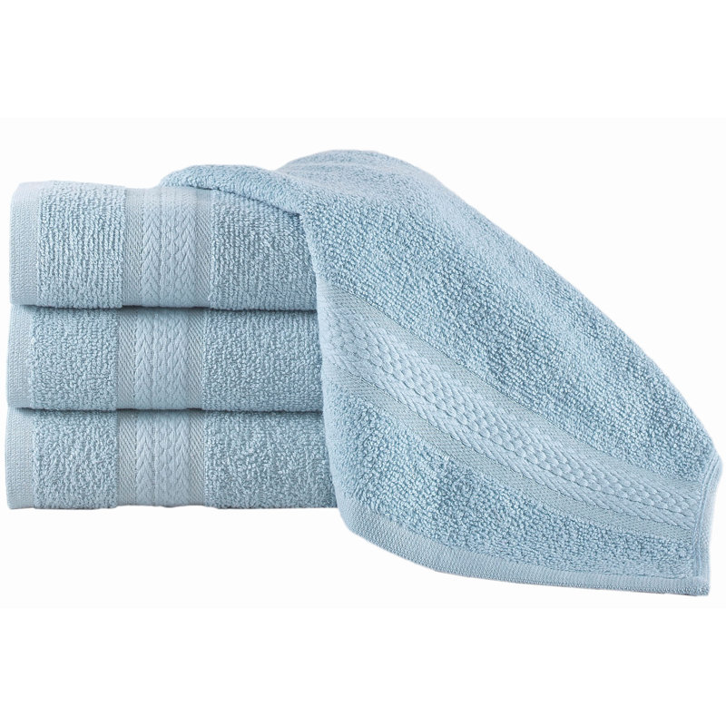 Ensemble de débarbouillettes en coton turc à séchage rapide 4 pièces, débarbouillettes 13 x 13, Bleu