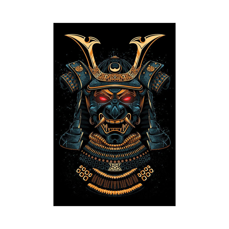 Golden Samurai Mask by Alberto Perez - Wrapped Canvas Print, 20.32 cm H x 30.48 cm W