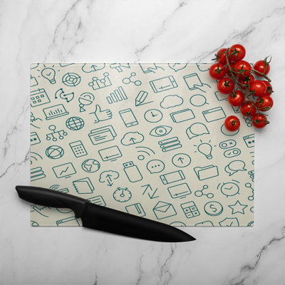 Outline Icons Glass Chopping Board