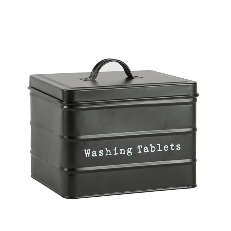 Harbour Housewares - Vintage Metal Washing Tablets Canister, Black