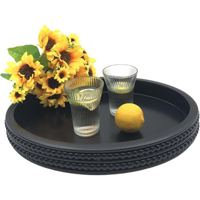 Plateau décoratif ovale en bois, plateau de service de ferme moderne pour centre de table, rangement et présentoir