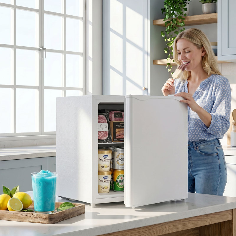 Mini Freezer Countertop, 1.1 Cu.Ft Compact Upright Freezer With Removable Shelves, Reversible Door For Home, Dorm, Apartment And Office, Grey