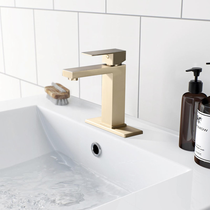 Bathroom Single Handle Stainless Steel Faucet, Brushed Gold