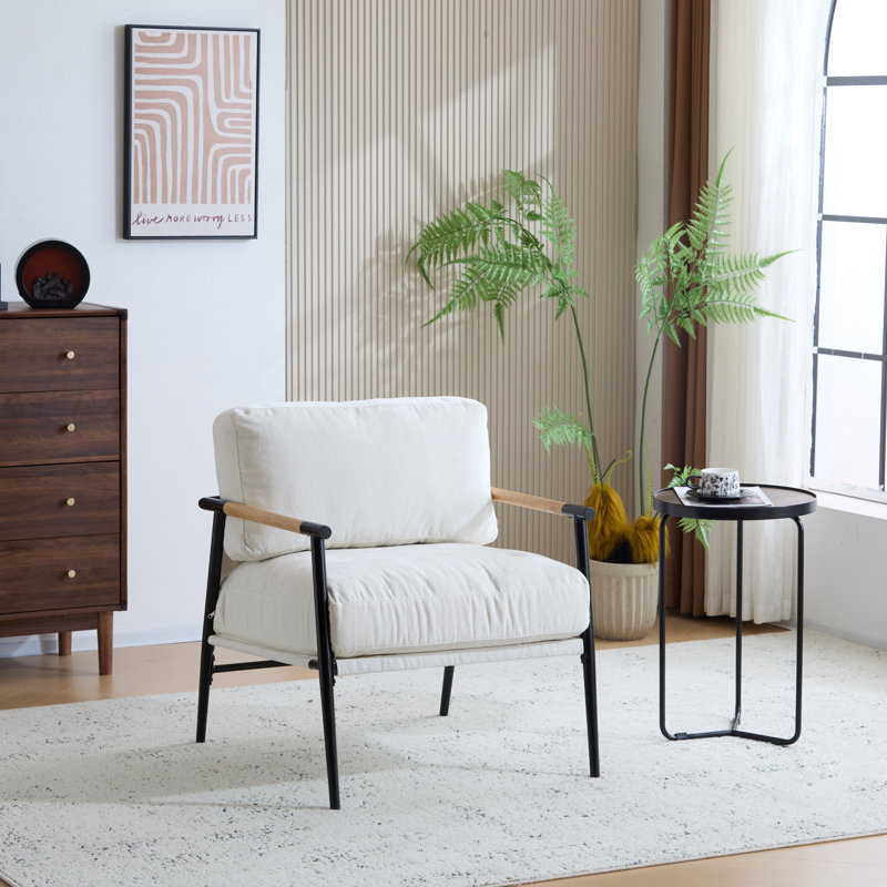 Chaise d'appoint moderne 27,56 po avec coussins moelleux, Beige